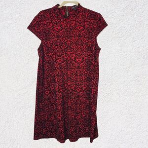 Chelsea Theodore Red Shift Black Velvet Midi Dress Large Valentine‎ Evening Date